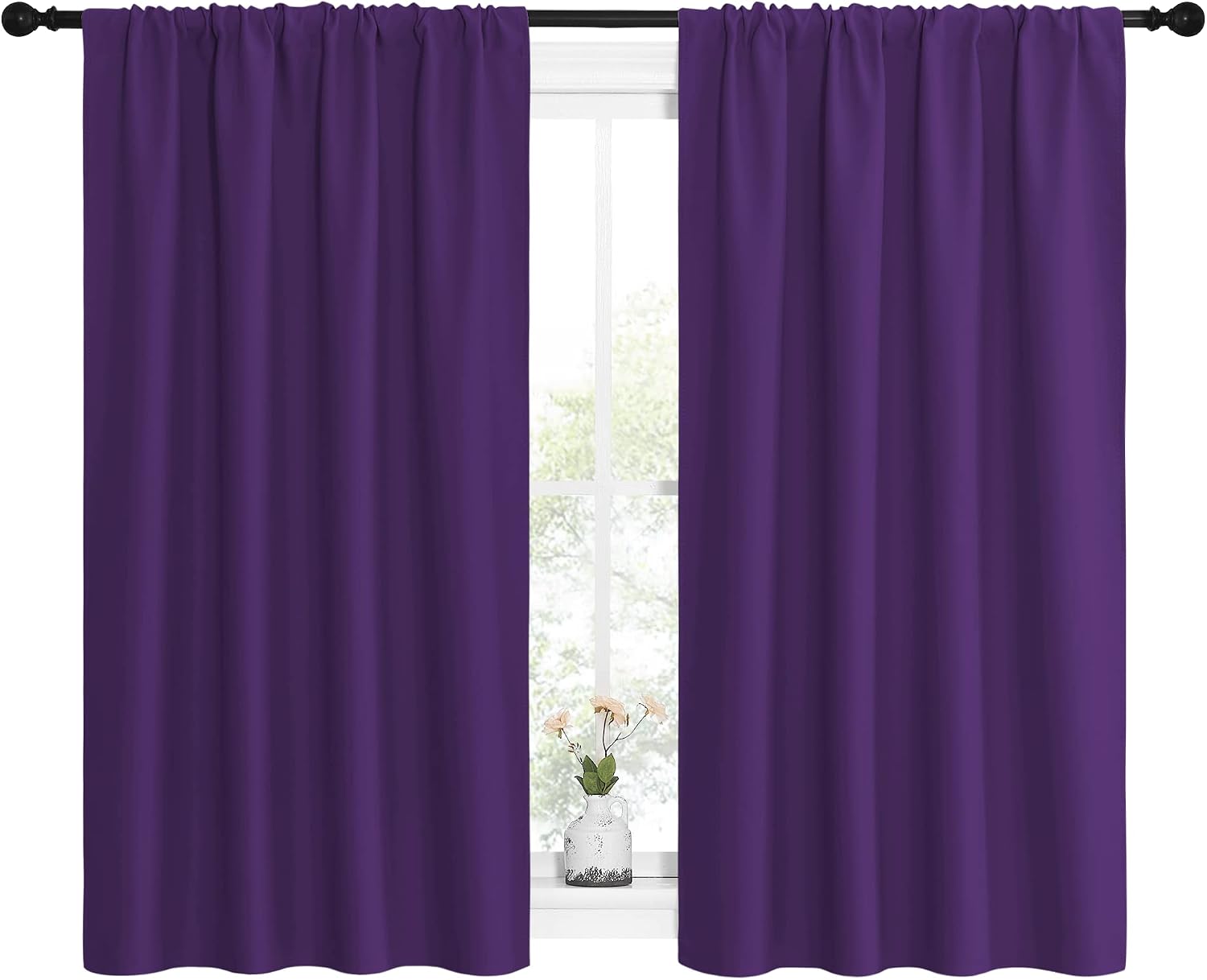 NICETOWN Kitchen Curtains, Short Blackout Curtains & Drapes, Home Decoration Window Treatment Cafe Curtain Panels with Rod Pocket (Royal…