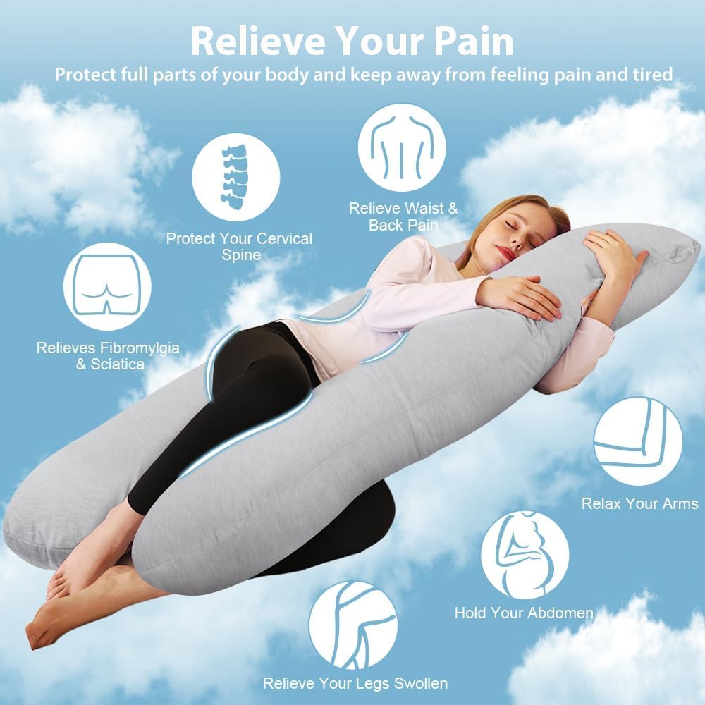 Chilling Home Pregnancy Pillow, 55in Pregnancy Pillows for Sleeping, U Shape Body Pillows for Adults, Maternity Pillow for Pregnant…