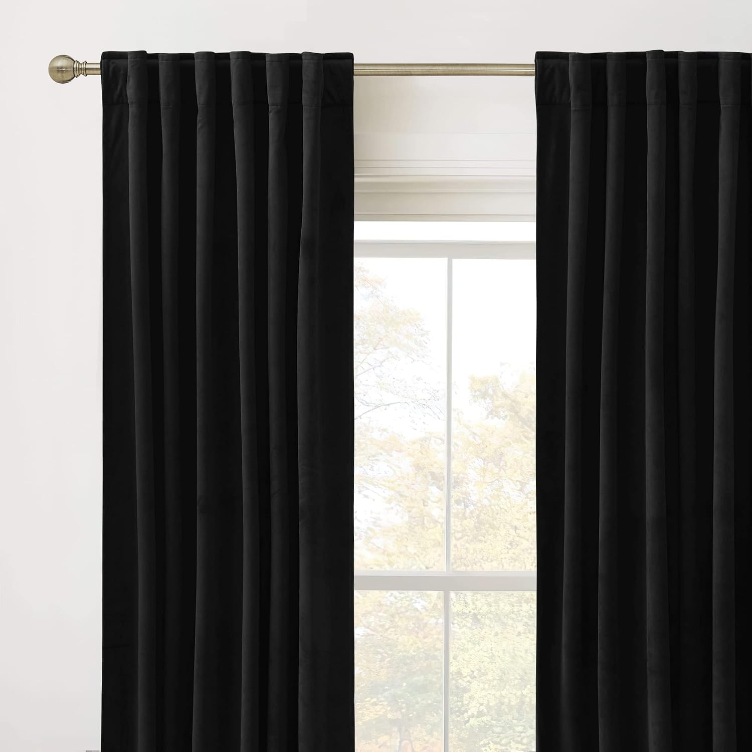 Rybhome RYB HOME Black Velvet Curtains 84 inches - Blackout Heavy Duty Curtains Soft Luxury Back Tap Window Covering Privacy Protection for…