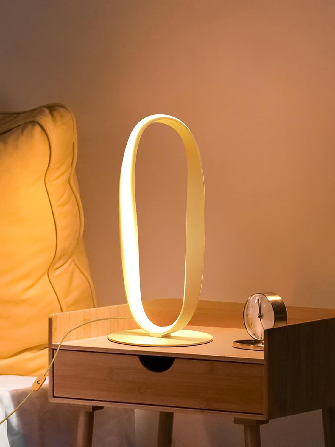 NUÜRLightning NUÜR Circle LED Table Lamp, 3 Color Temperatures Bedside Lamp for Living Room, Stepless Dimmable Bedside Table Lamp