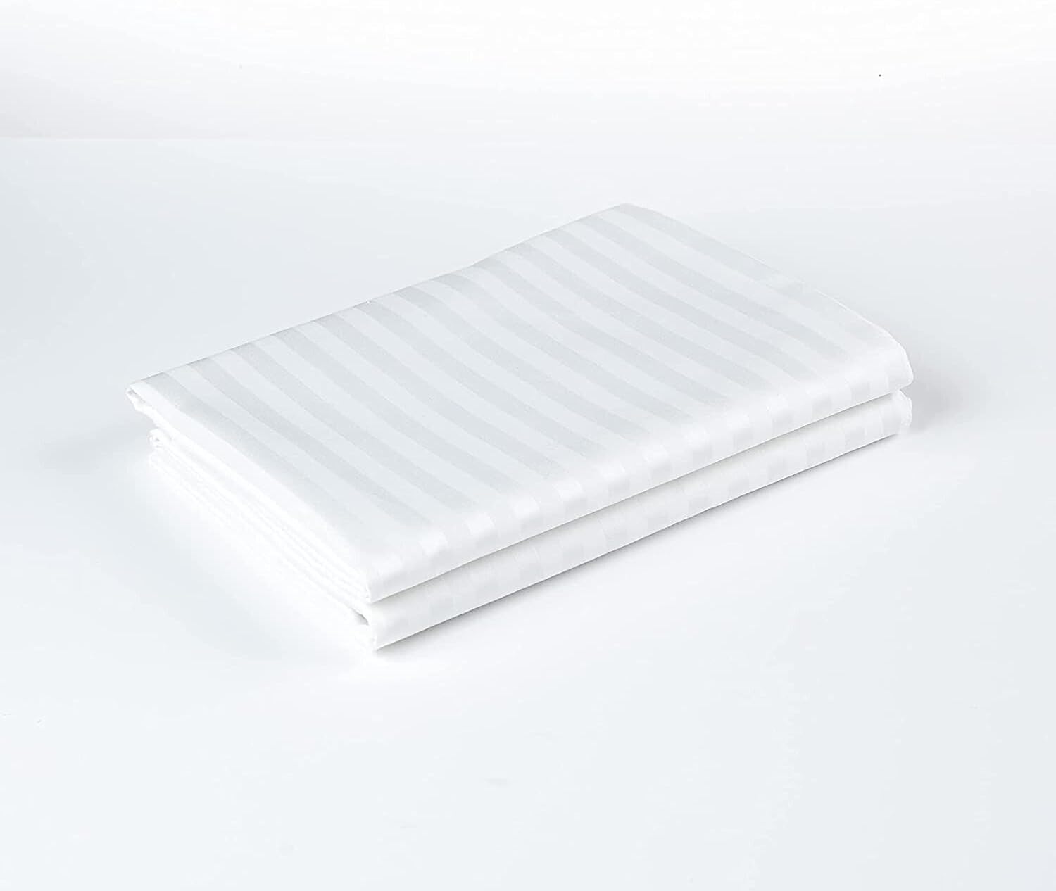 King Pillow Protectors with Zipper Egyptian Cotton Sateen Stripe Pack of 2 Oeko-TEX Certified