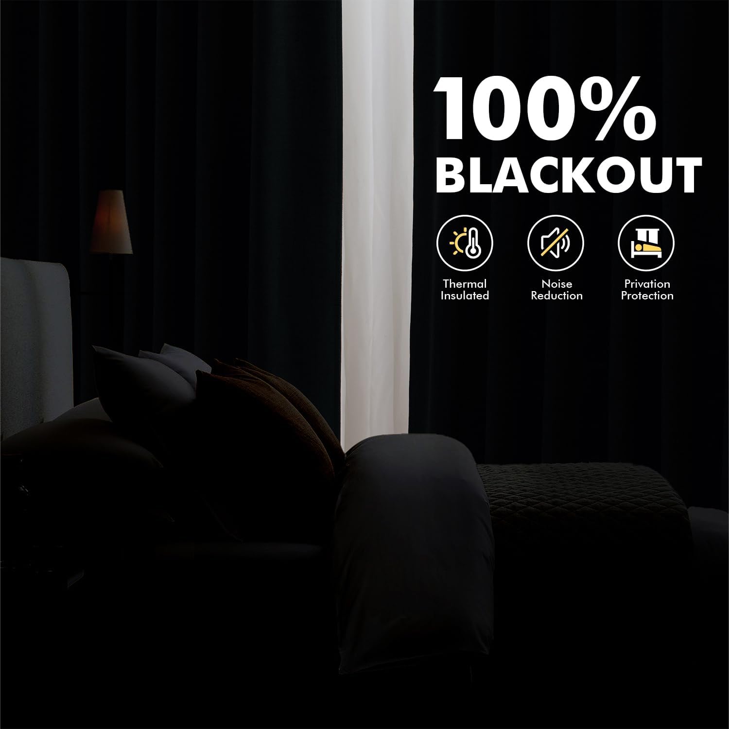 Miulee 100% Blackout Linen Curtains for Bedroom, Khaki Solid Luxury Decor Thermal Insulation Room Darkening Drapes for Living Room Nursery…