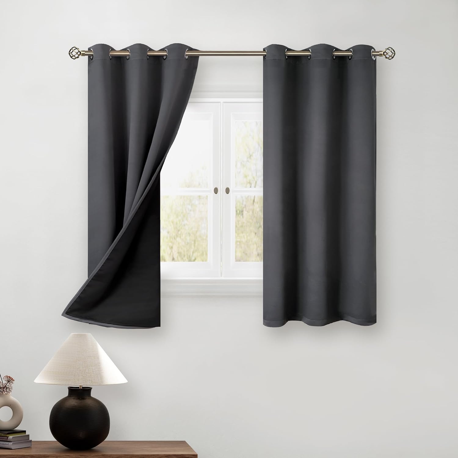 BGment 45 Inch Curtains for Bedroom - Short Blackout Curtains for Small Window/Cafe Thermal Insulated Grommet Drapes, 2 Panels, Each 42 Inc…
