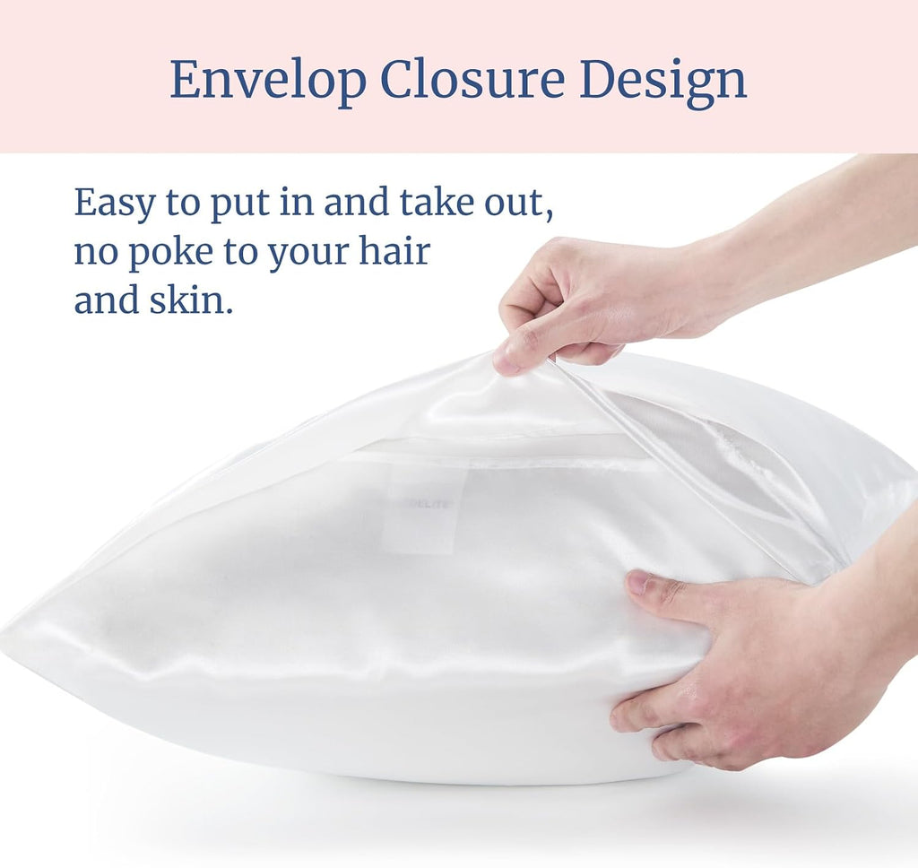 Bedelite Satin Pillowcase for Hair and Skin, Super Soft and Cooling Similar to Silk Pillow Cases 2 Pack with Envelope Closure, Gift for Wom…