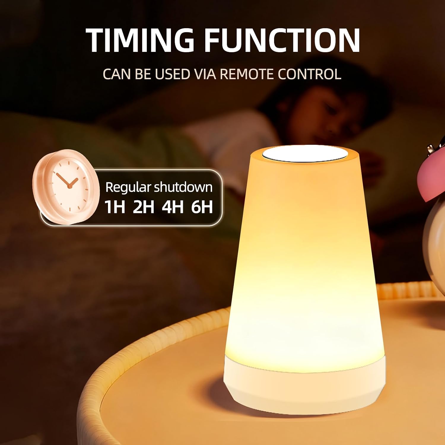 Night Light, Dimmable Touch Lamp and Remote Control, 13 RGB Colors & 5 Brightness, Rechargeable Bedside Table Lamp for Baby Kids Nursery…