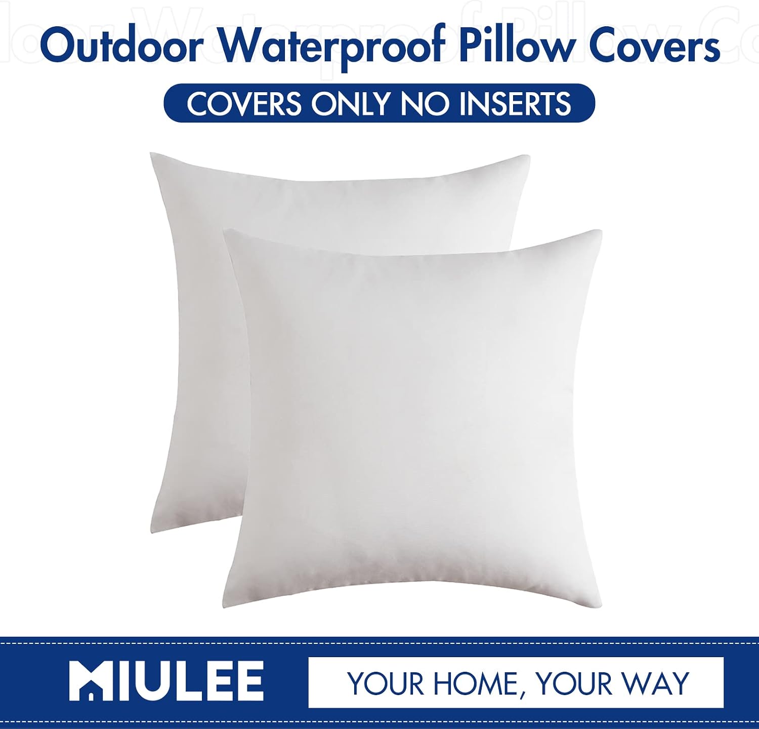 Miulee Pack of 2 Decorative Outdoor Solid Waterproof Throw Pillow Covers Faux Linen Garden Farmhouse Cushion Cases for Patio Tent Balcony C…