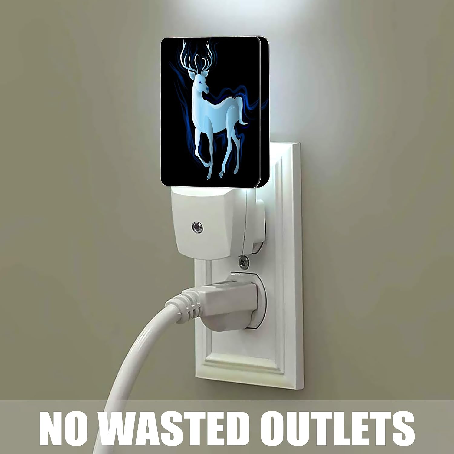 Blue Deer Night Light, Northern Lights Night Lights Plug into Wall Decor for Bedroom, Bathroom, Hallway, Kitchen, Dusk to Dawn Sensor…