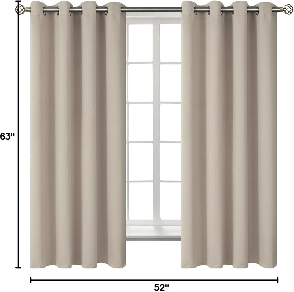 BGment Room Darkening Curtains 63 Inches Long - Grommet Thermal Insulated Drapes Window Treatment Curtains for Bedroom, 2 Panels, 52 x 63 I…