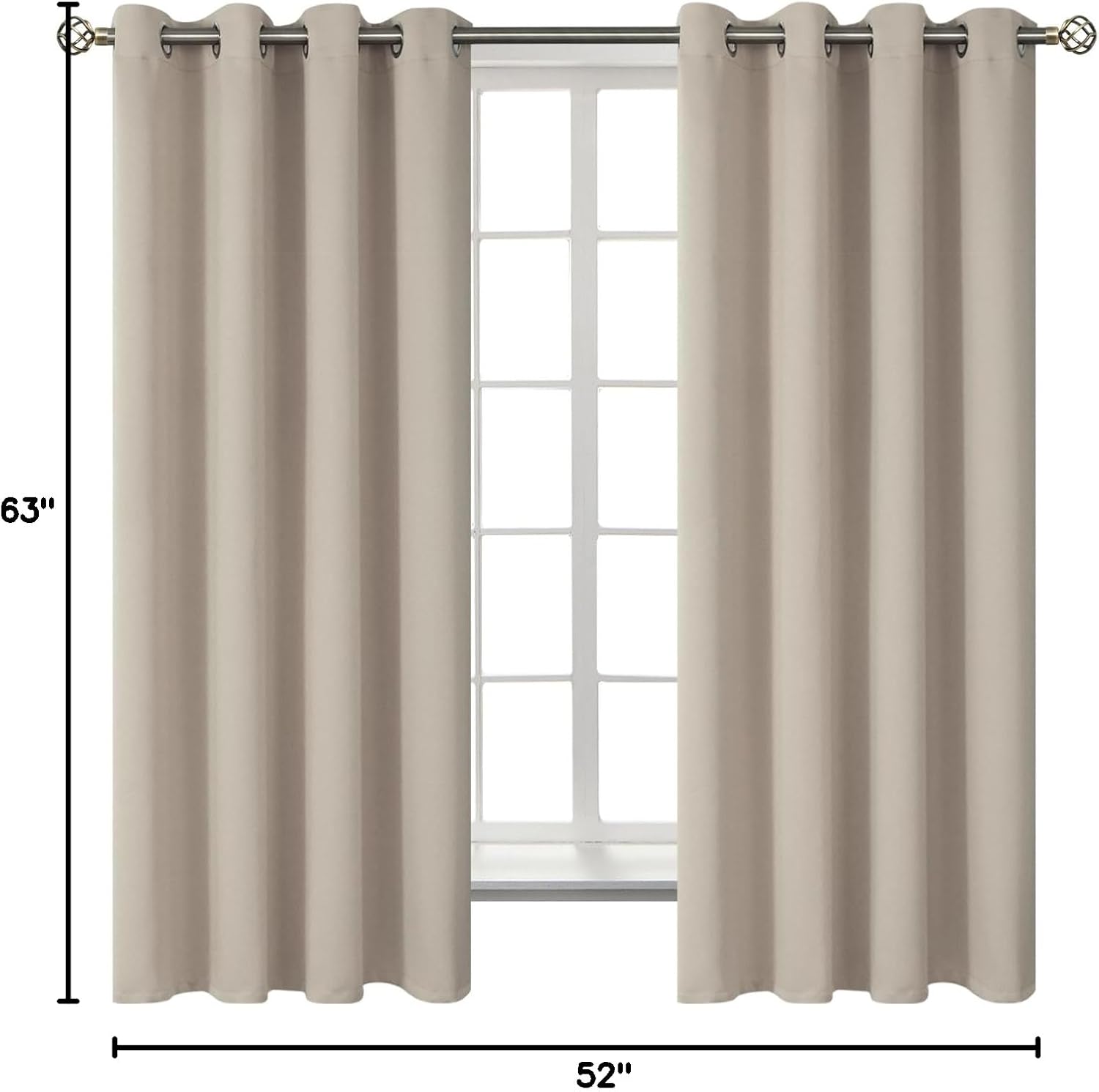 BGment Room Darkening Curtains 63 Inches Long - Grommet Thermal Insulated Drapes Window Treatment Curtains for Bedroom, 2 Panels, 52 x 63 I…