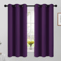 Yakamok Blackout Curtains Room Darkening Thermal Insulated Grommet Top Solid Window Curtains for Living Room, 42W x 63L, Purple,2 Panels