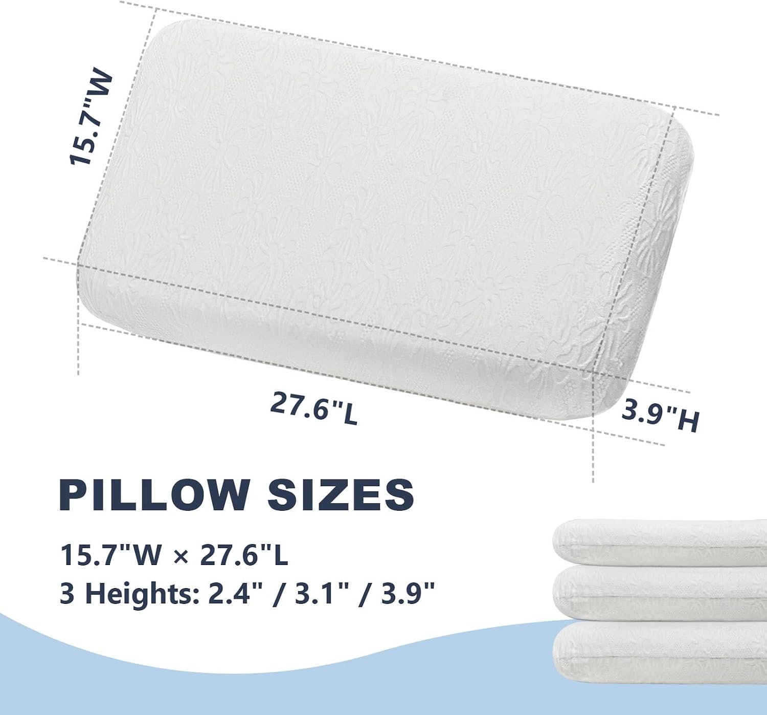 Unimatta White Velvet Bed Pillows for Sleeping 2 Pack - 27.6x15.7x2.4 Inch Gel Infused Memory Foam Queen Size Pillow with Jacquard Cover -…