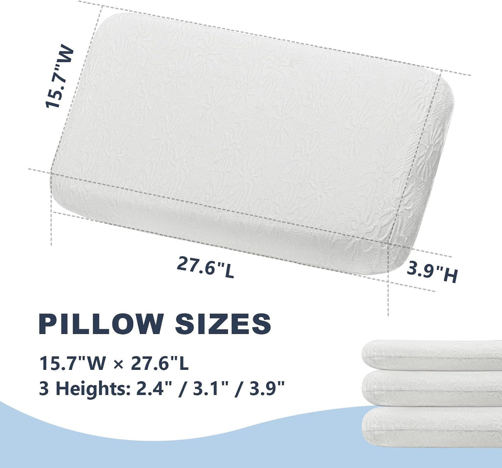 Unimatta White Velvet Bed Pillows for Sleeping 2 Pack - 27.6x15.7x3.1 Inch Gel Infused Memory Foam Queen Size Pillow with Jacquard Cover -…