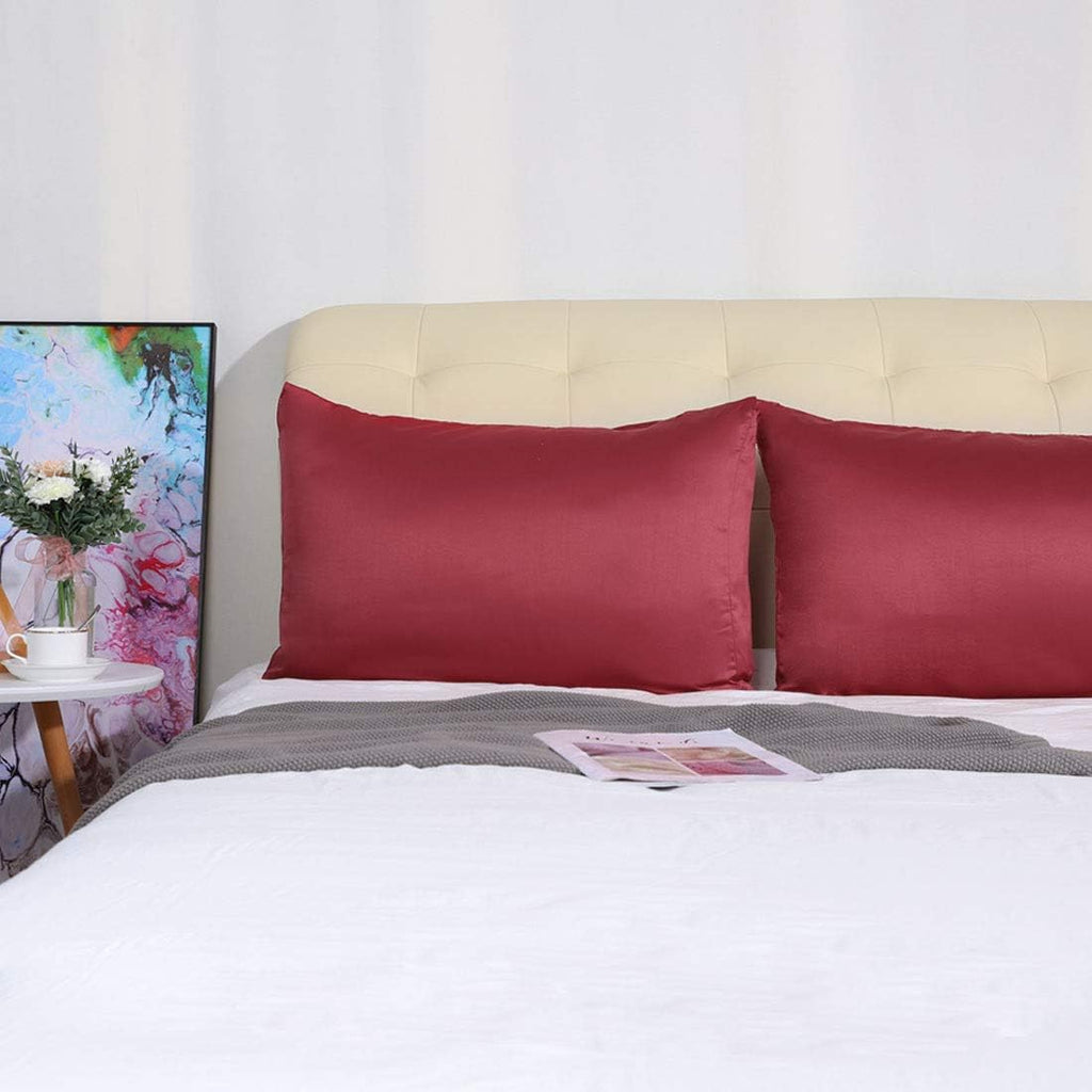 uxcell 2 Pack Silk Satin Pillowcase for Hair and Skin, Cool, Silky, Soft Breathable Pillow Cases Standard Size 20x26 Inch Sateen Pillowcase…
