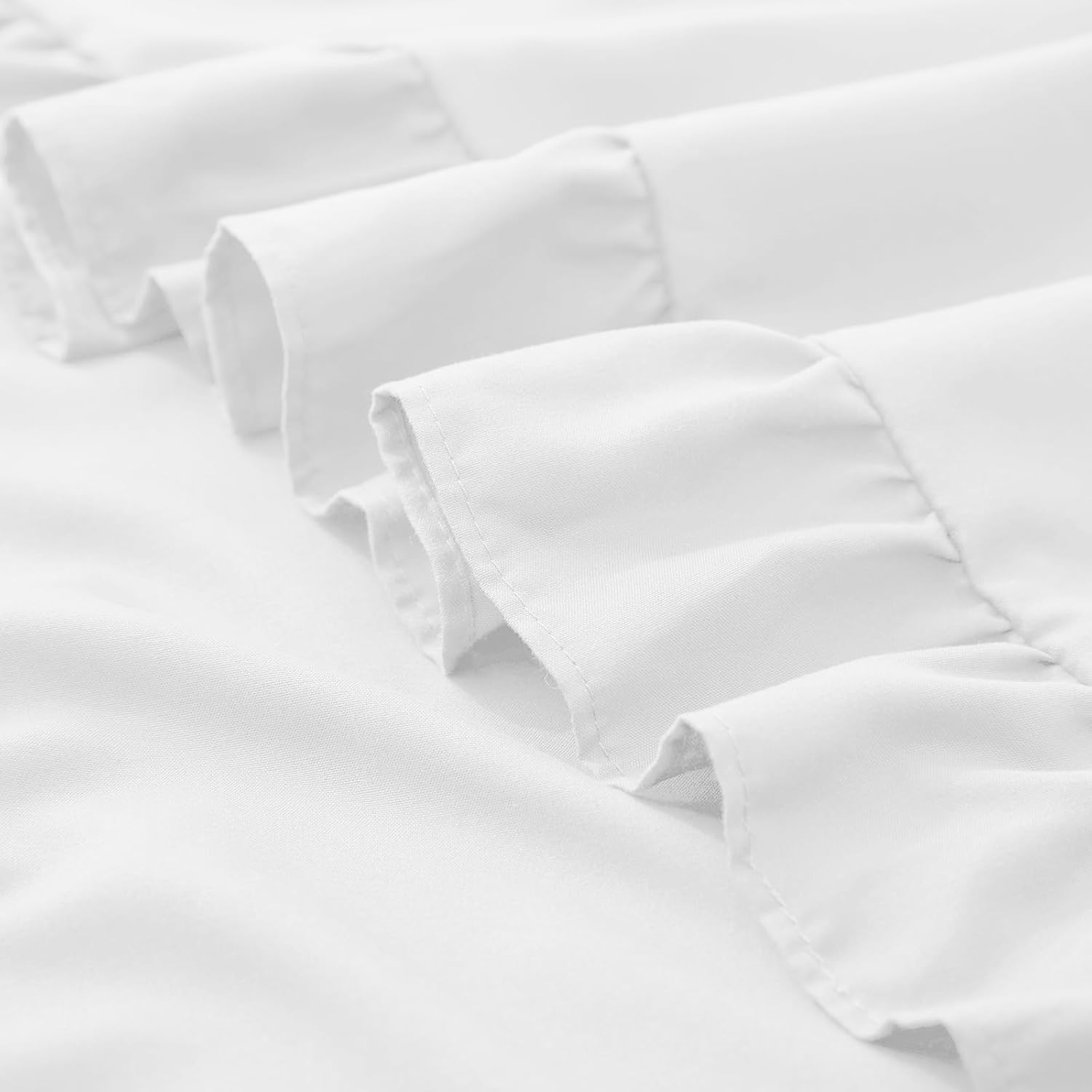 KKJIAF Ruffle Pillow Cases 20x20 Inches, White Square Ruffled Pillow Covers Set of 2, Microfiber Wrinkle Resistant Pillow Shams with…