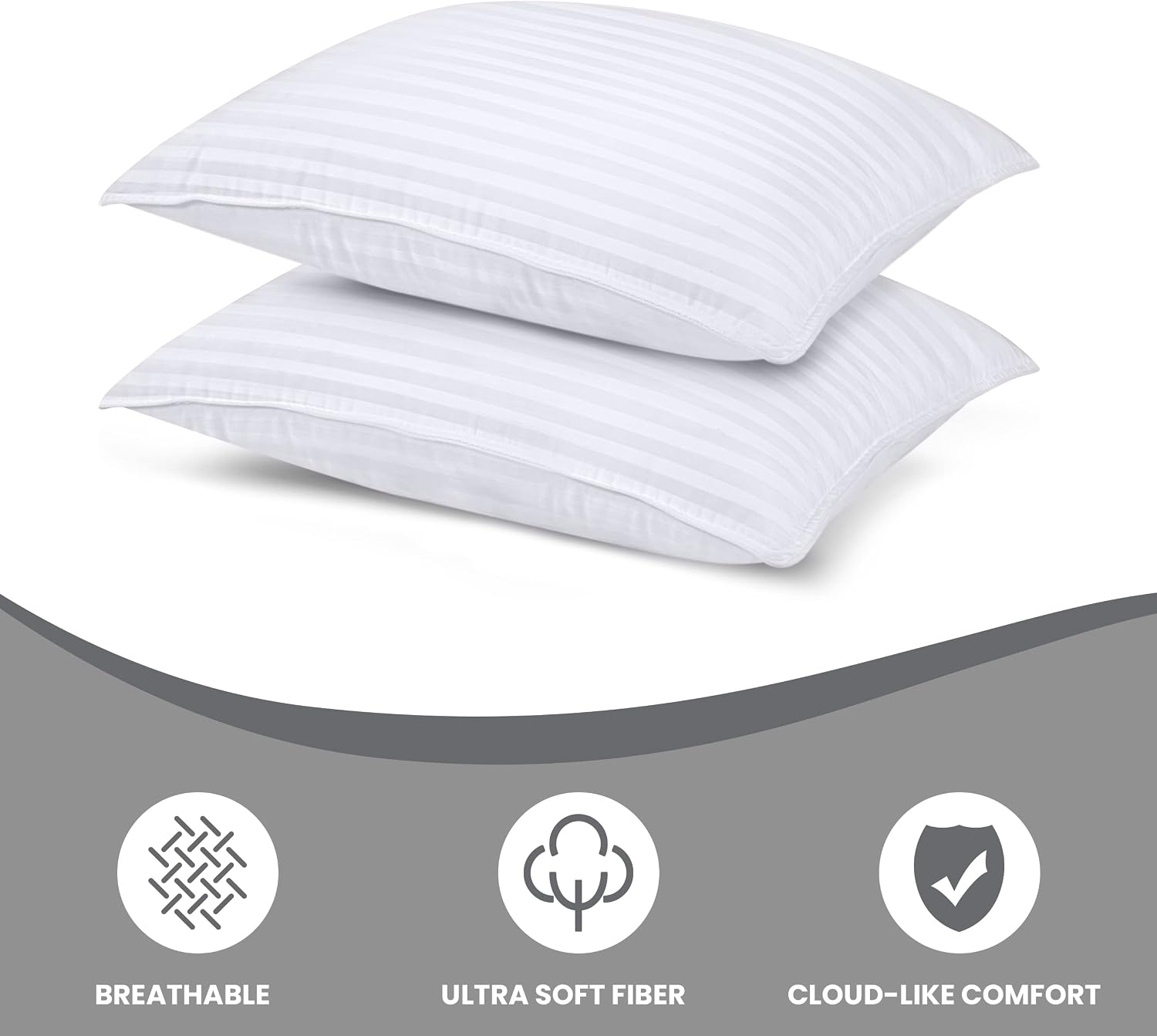 Utopiabedding Utopia Bedding Bed Pillows for Sleeping Standard Size (White), Set of 2, Down Alternative Pillow for Sleeping, Cooling Hotel…