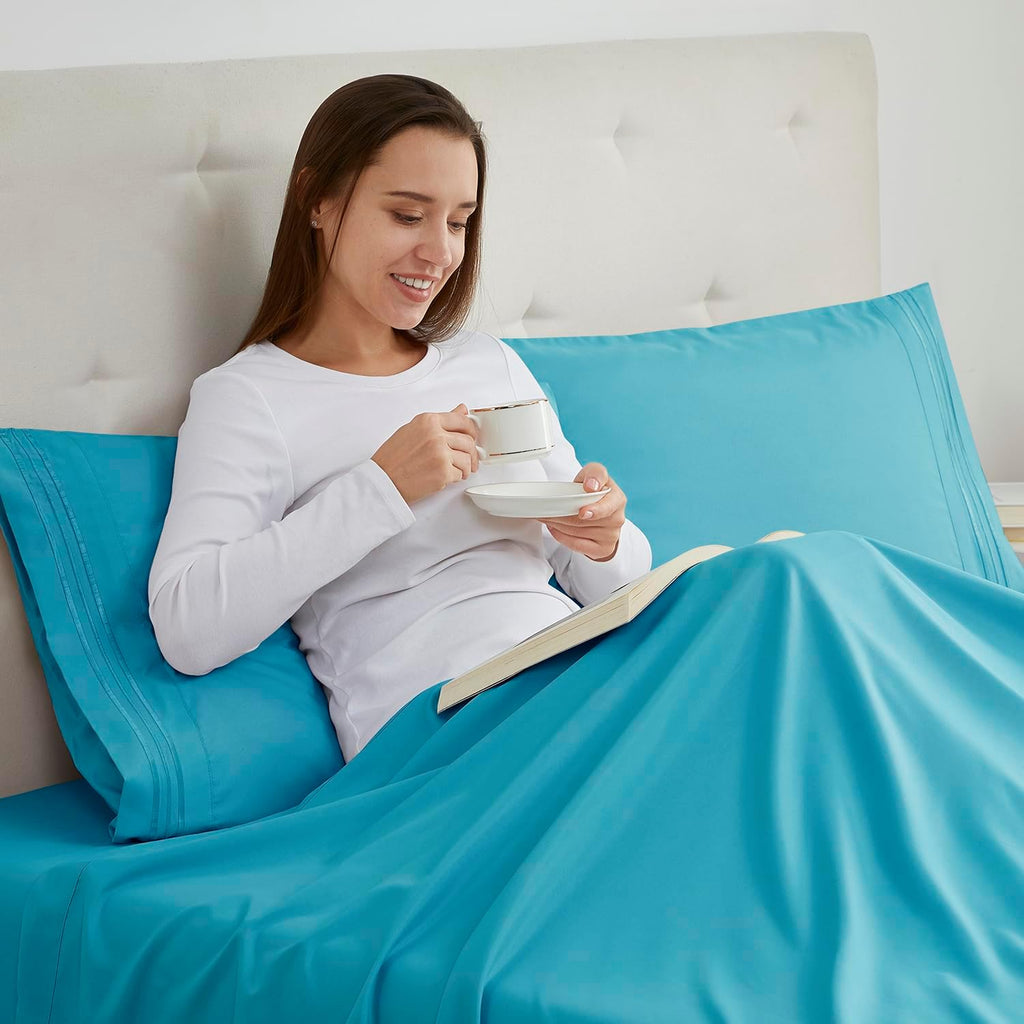 Nestl Beach Blue King Pillowcase Set of 2, 20x40 Inches, Soft Microfiber cotton Blue