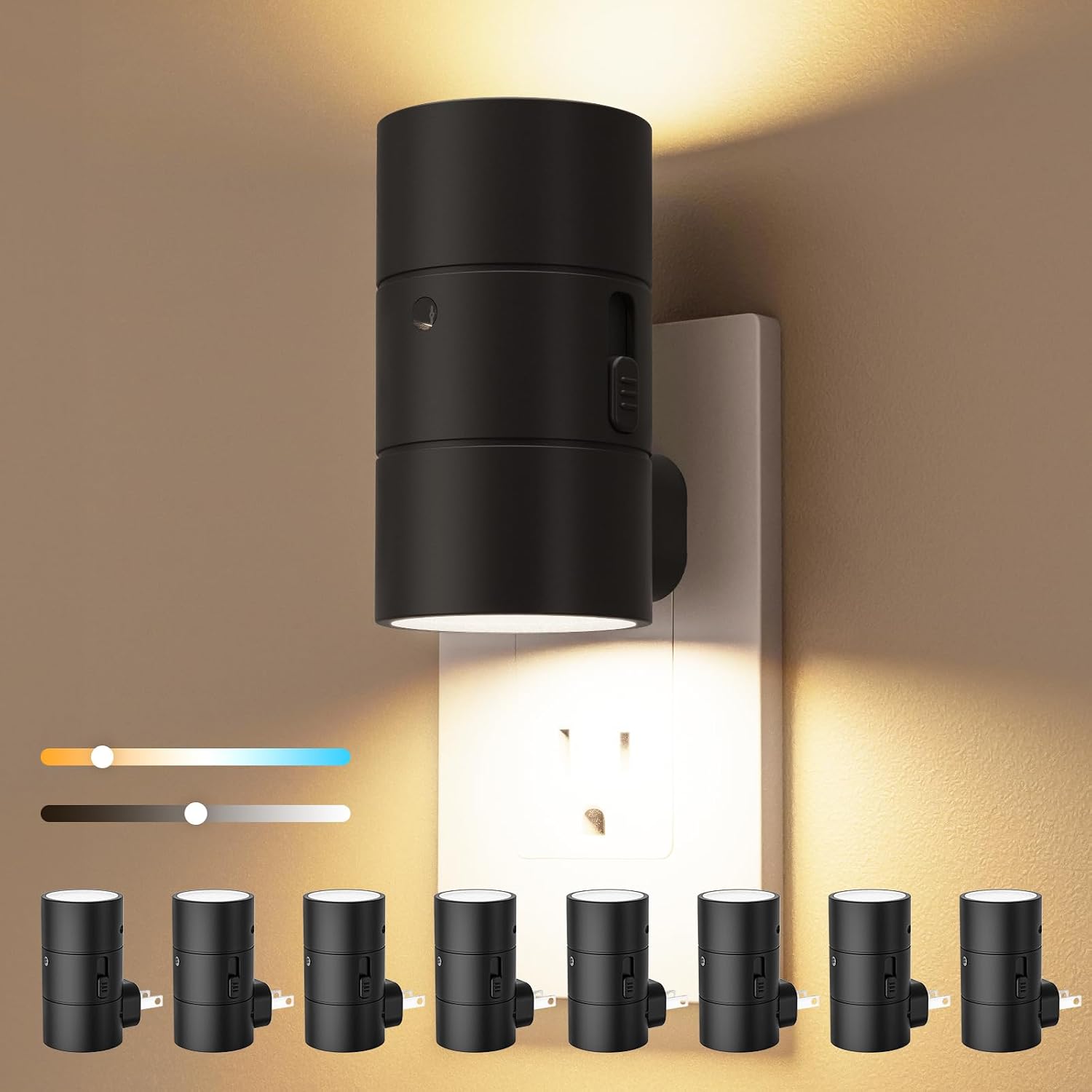 Volisun Night Lights Plug into Wall, Dimmable LED Nightlight with Dusk to Dawn Light Sensor, 0-100LM Adjustable Brightness, 3 Color Tempera…
