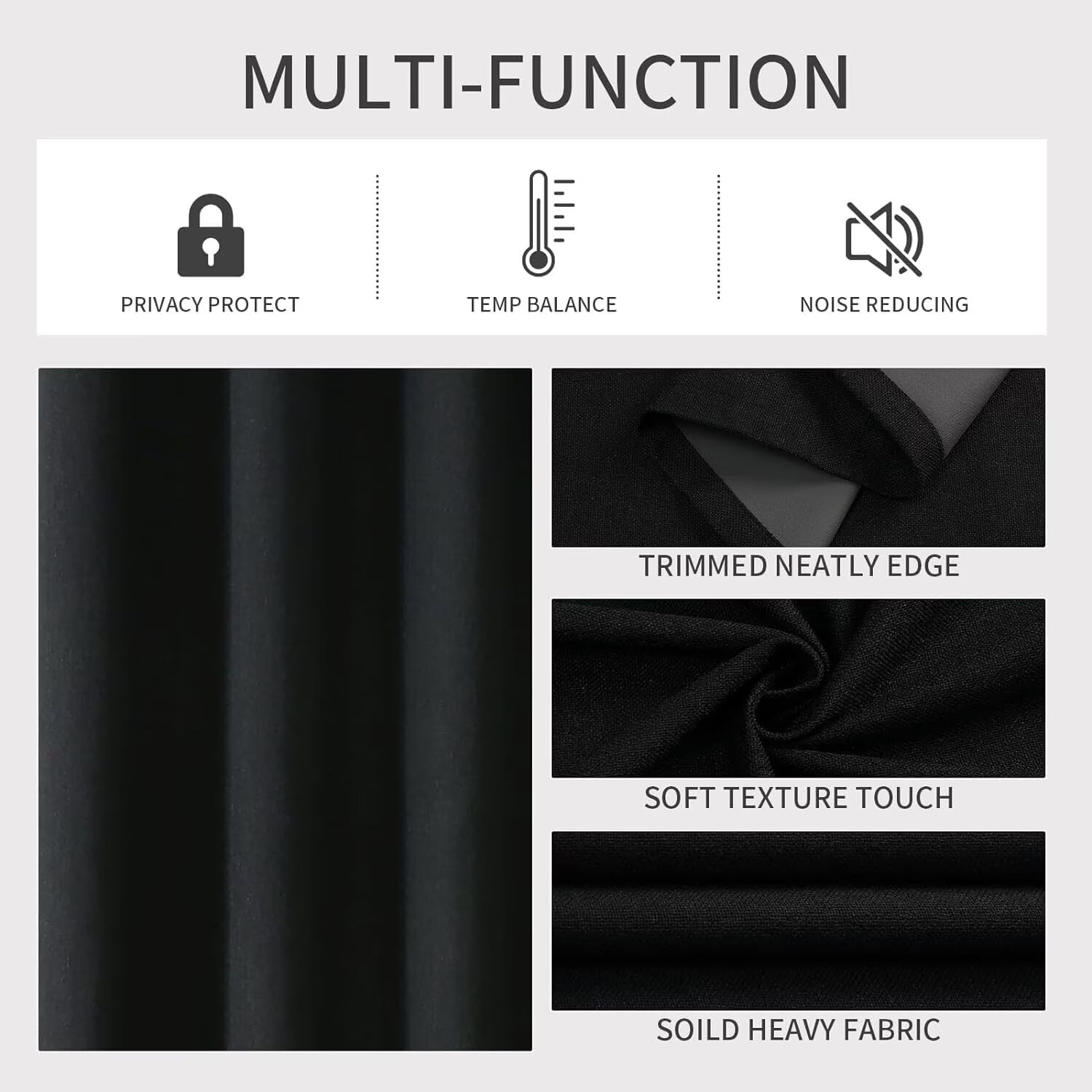 Joydeco Black Blackout Curtains 120 Inches Long, Extra Long Curtains 120 Inch Length 1 Panel for Bedroom, Thermal Insulated Linen Black…