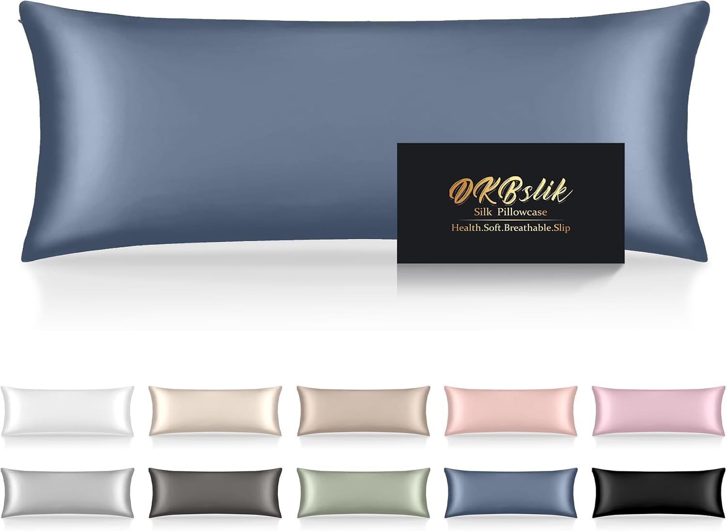 Home Silk Body Pillow Cases, Mulberry Silk Body Pillow Cover with Zipper, Smooth, Anti Acne, Cooling Sleep Both Sides Natural Silk Satin 20…