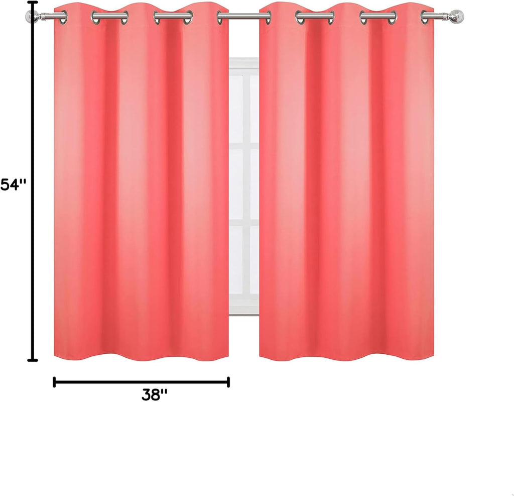 Lemomo Blackout Curtains 38 x 54 inch/Coral Curtains Set of 2 Panels/Thermal Insulated Room Darkening Bedroom Curtains 54 inch silver