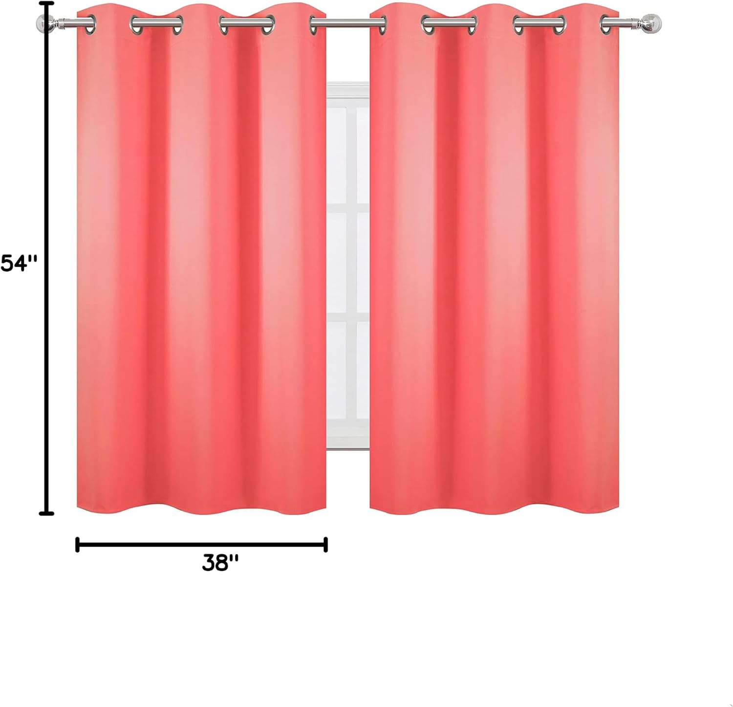 Lemomo Blackout Curtains 38 x 54 inch/Coral Curtains Set of 2 Panels/Thermal Insulated Room Darkening Bedroom Curtains 54 inch silver
