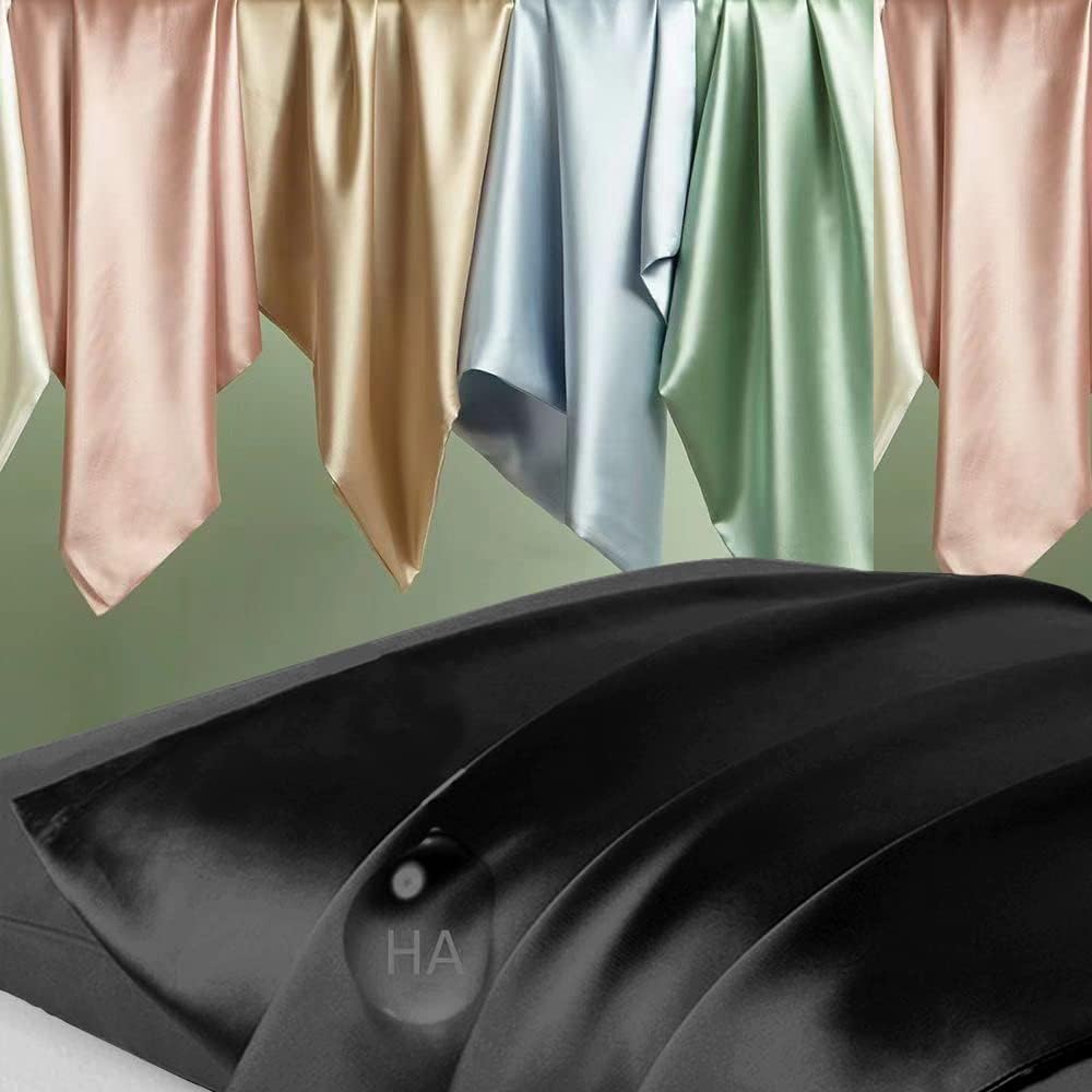 Home Silk Pillowcase 2 Pack, Natural Mulberry Silk Pillow Cases, Silk Pillowcase for Hair and Skin, King Size Satin Pillowcase Set of 2 wit…