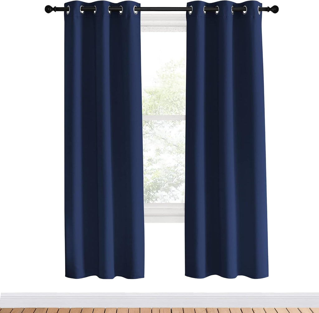 NICETOWN Blackout Curtain Panels 70, Navy, 1 Pair, 34 inch, Window Treatment Energy Saving Thermal Insulated Solid Grommet Blackout…