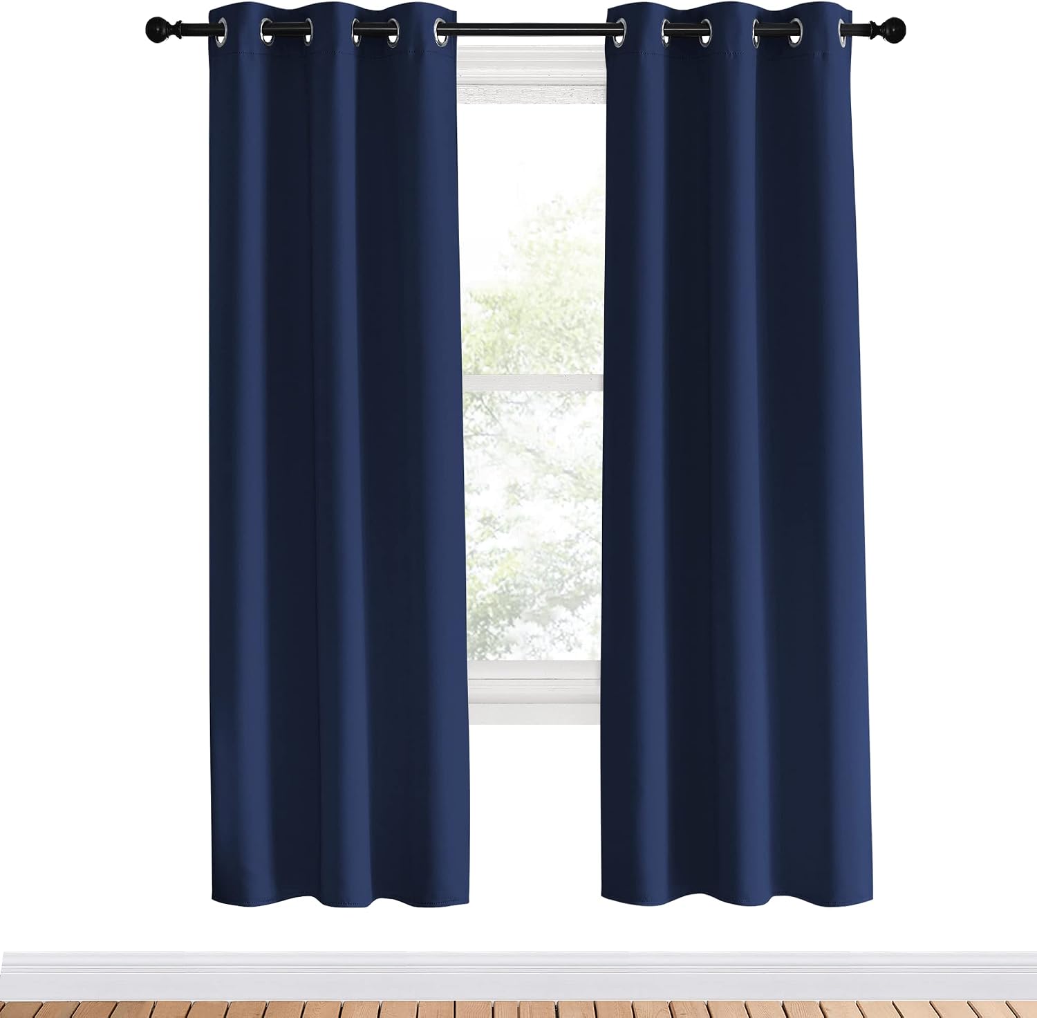 NICETOWN Blackout Curtain Panels 70, Navy, 1 Pair, 34 inch, Window Treatment Energy Saving Thermal Insulated Solid Grommet Blackout…