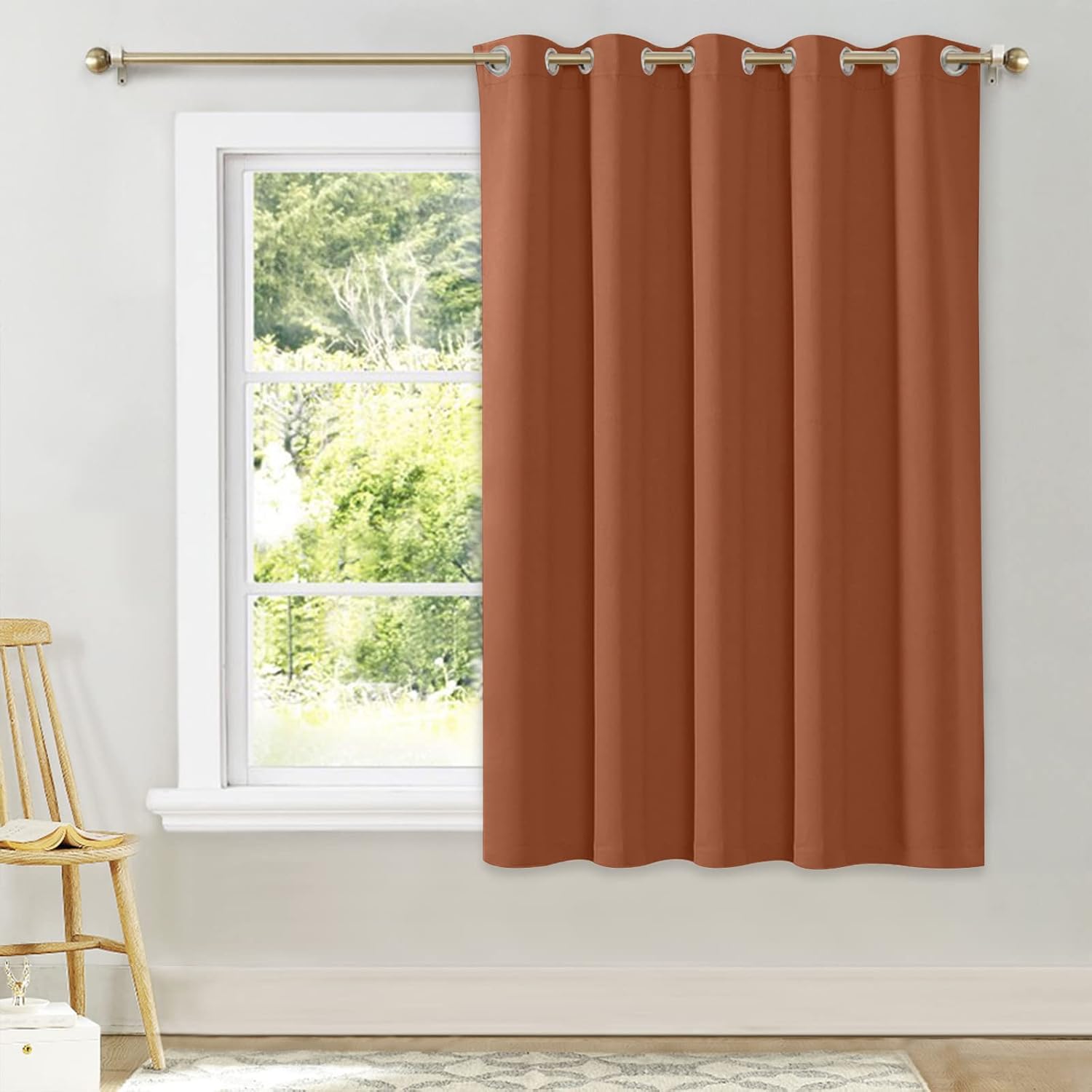 NICETOWN Room Darkening Curtains for Bedroom, Burnt Orange Thermal Insulated Drapes 63 inches Long for Small Shack Window (1 Panel, 70"…