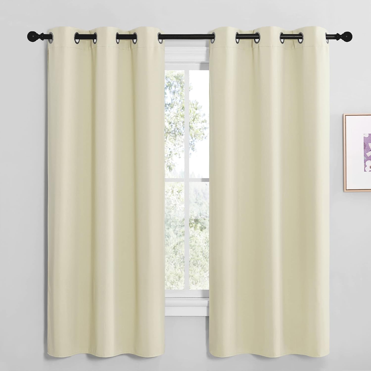 NICETOWN Kitchen Curtains for Decoration, Thermal Insulated Grommet Room Darkening Draperies/Panels for Laundry (Beige, 2 Panels, W42 x…