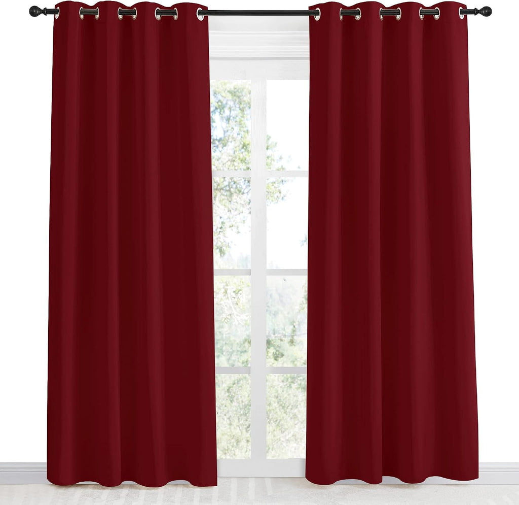 NICETOWN Christmas Burgundy Curtains for Living Room, 55x86 Inch,1 Piece, Burgundy Red, Home Decor Energy Smart Thermal Insulated Window…