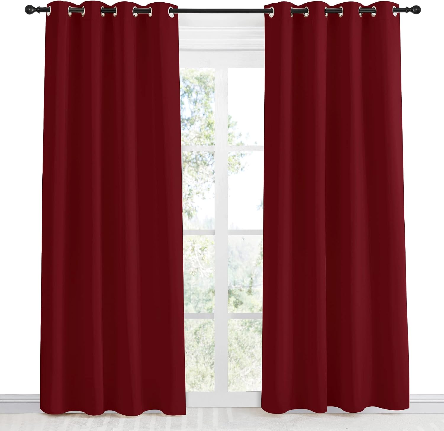 NICETOWN Christmas Burgundy Curtains for Living Room, 55x86 Inch,1 Piece, Burgundy Red, Home Decor Energy Smart Thermal Insulated Window…
