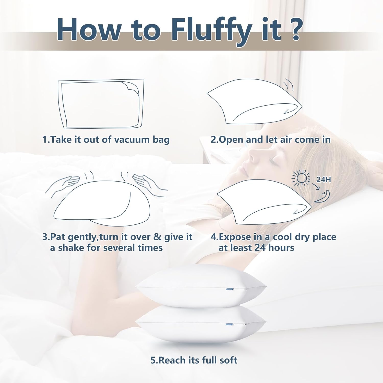 CozyLux Soft Supportive Bed Pillows for Side and Back Sleepers, Oeko-Tex Certified Down Alternative Filling, Hotel Quality Fluffy Sleeping…