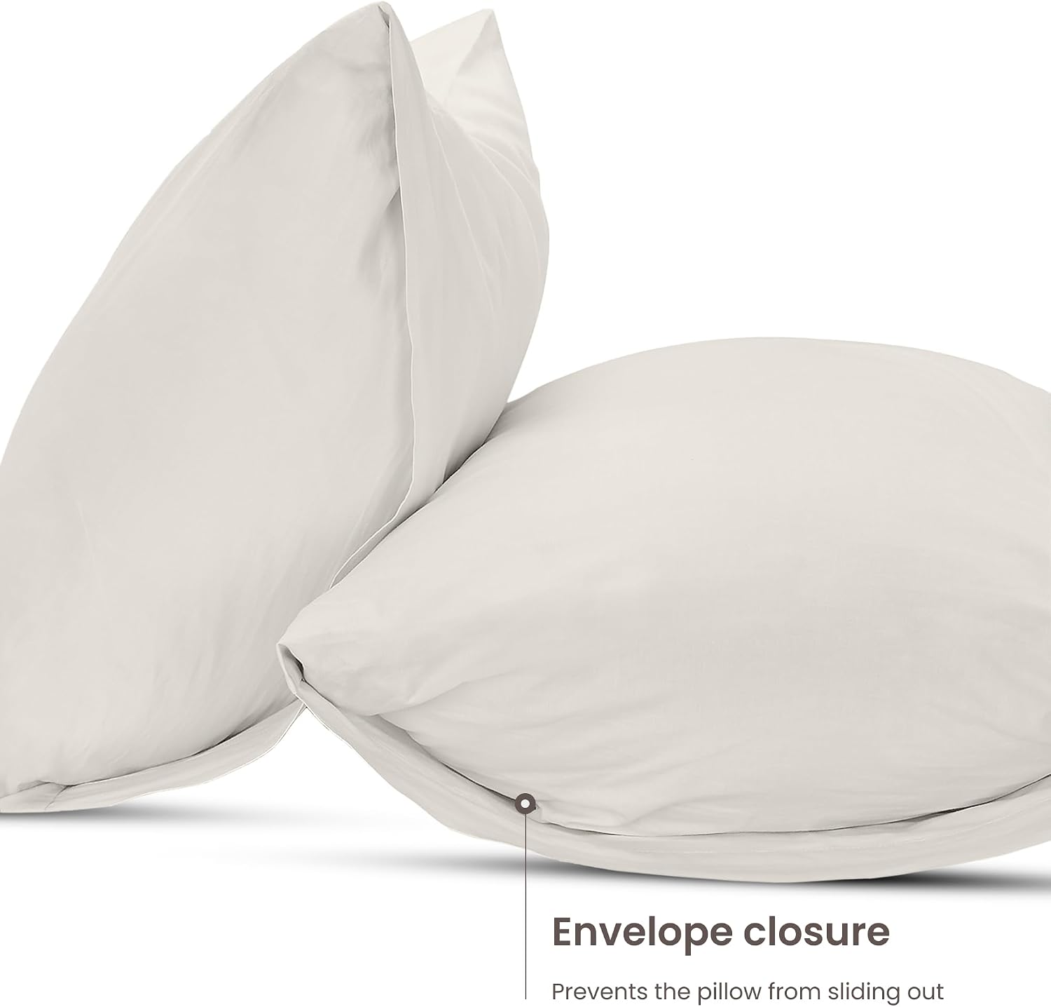 Bioweaves 100% Organic Washed Cotton Percale Weave Pillow Cases King Size GOTS Certified Queen Pillow Covers, Envelope Closure – Set of 2,…