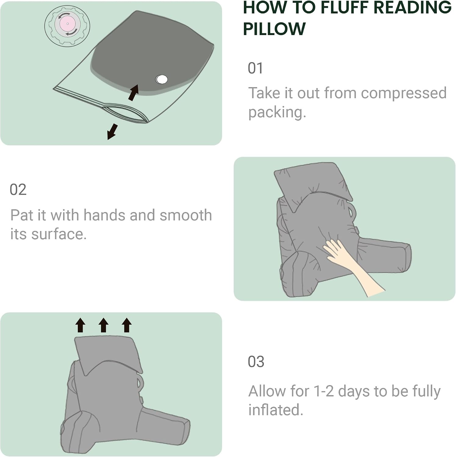 Unisakey Portable Reading Pillows with Headrest for Bed Sitting Up(Dark Green Oeko-Tex), Velvet Back Pillow with Arms & Pockets for…