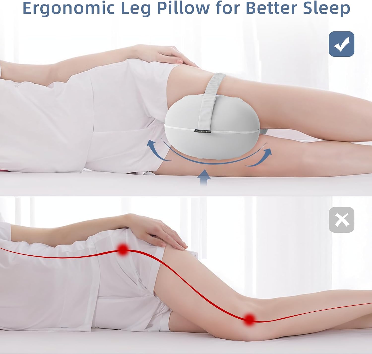 Leg Pillow for Side Sleeping - Between Knee Pillow for Side Sleepers - Ergonomic Memory Foam Knee Pillow for Knee Pain, Hip Alignment…