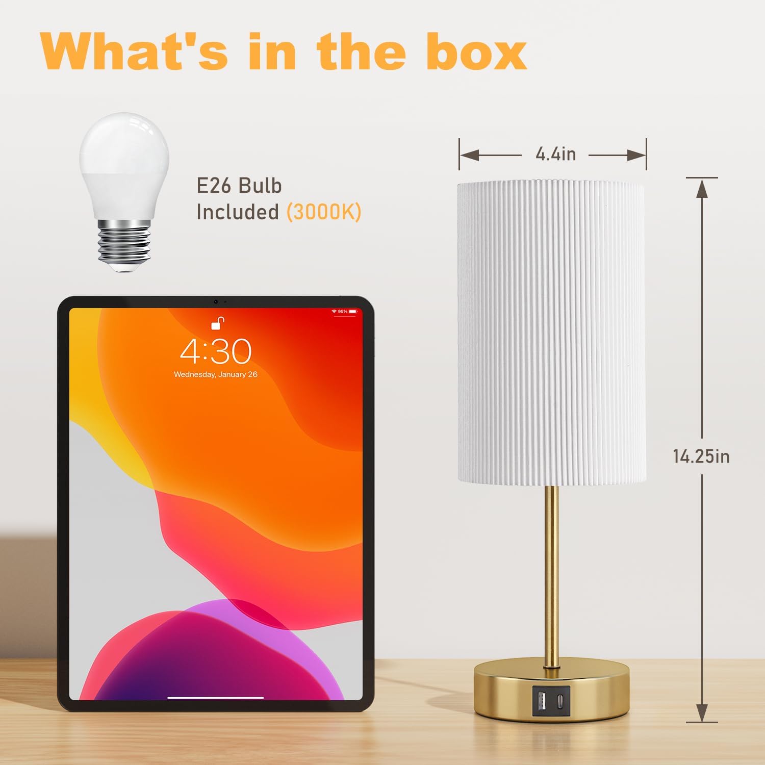 AKASUKI Table Lamp for Bedroom, 3 Way Dimmable Touch Lamp with Dual Charging Station, Small Bedside Lamps for Night Stands, Living Room…