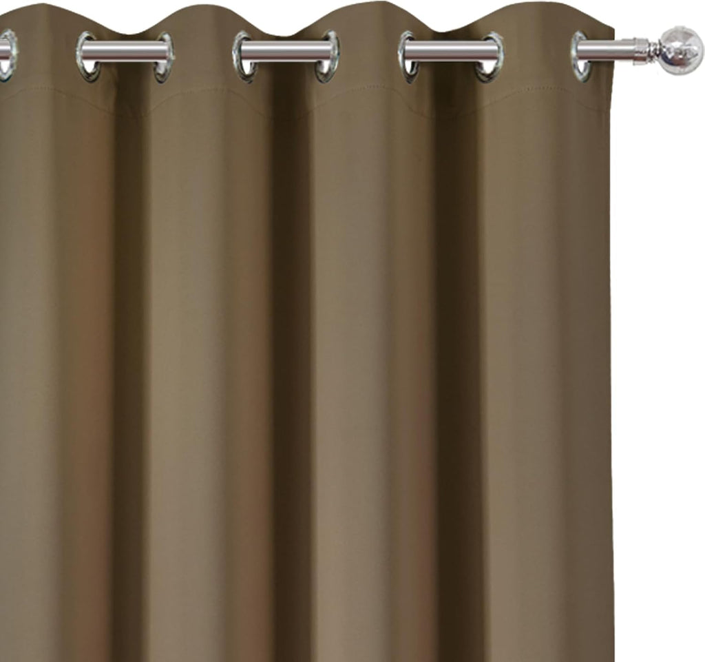 Lemomo Blackout Curtains 66 x 54 Inch Long Brown Curtains Set of 2 Panels Room Darkening Curtains for Bedroom and Living Room 54 Inch silver