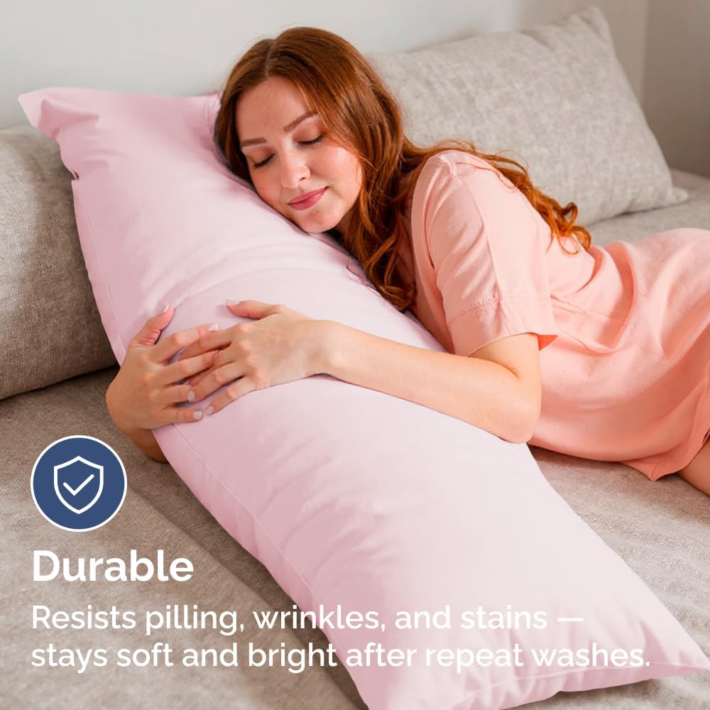 Body Pillowcases Set of 2-20x54 Long Body Pillow Case - Soft Body Pillow Cover for Sleeping & Side Sleepers - Comfy, Wrinkle & Fade Free…