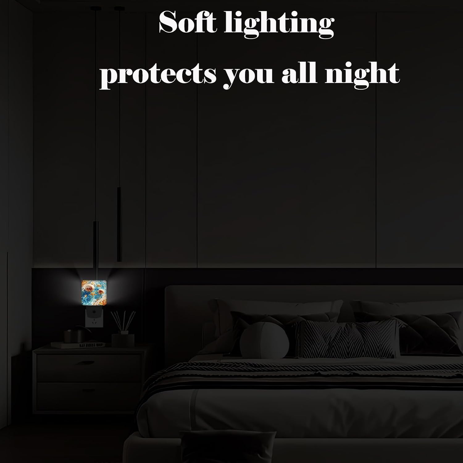 Starfish and Seashell On Beach Night Light, Plug-in Night Lights with Dusk-to-Dawn Sensor for Stairway, Hallway, Bedroom Sleep Friendly…