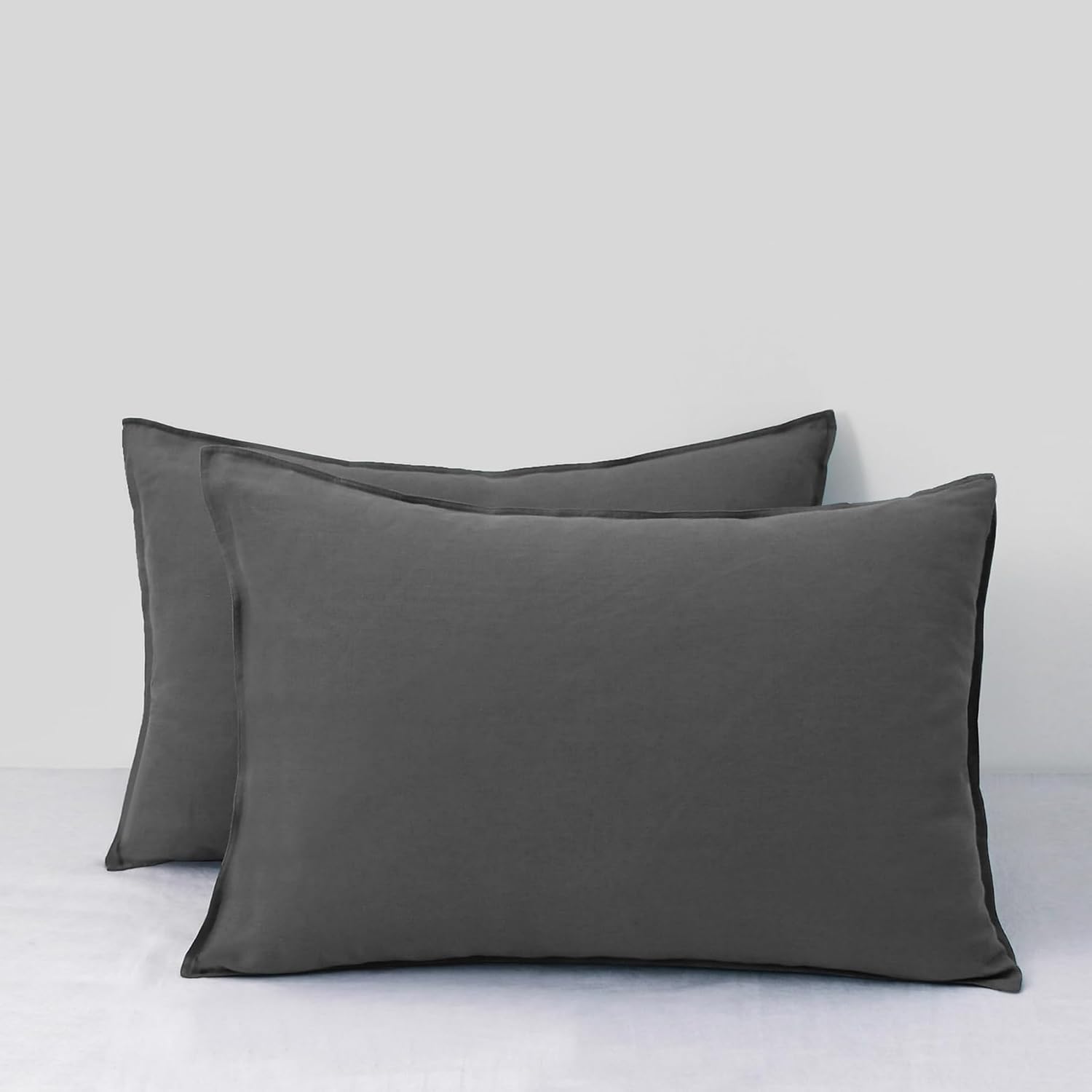 Chuffed Linen Pillow Case 2 Pack 100% Linen Standard Pillowcases, Breathable and Cooling Washed Pillow Shams with Zipper Closure, 20x26 Inc…