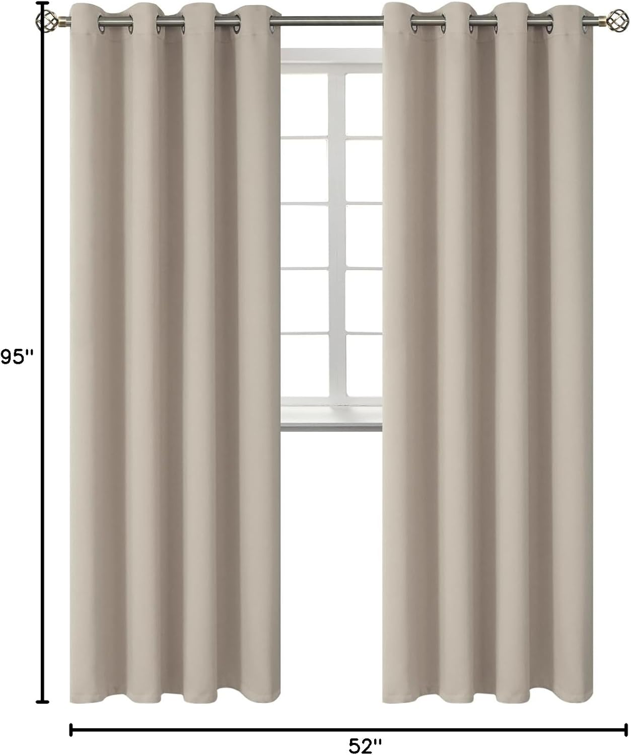 BGment Room Darkening Curtains 95 Inches Long - Grommet Thermal Insulated Drapes Window Treatment Curtains for Bedroom, 2 Panels, 52 x 95 I…