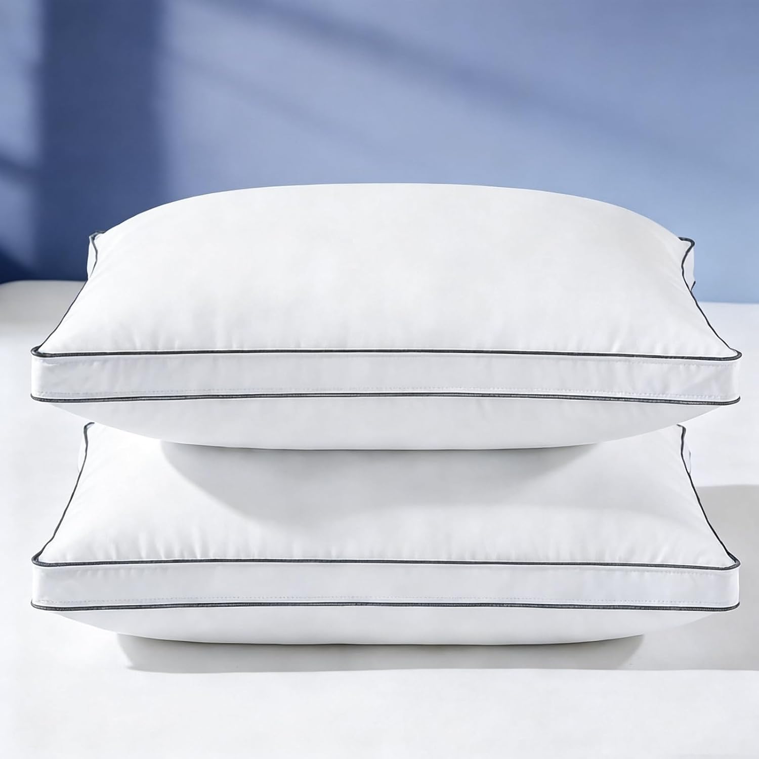 Luxury Goose Feather Down Pillows Queen Size Set of 2, Premium 3-Chamber Bed Pillows for Deep Sleep,900+ Fill Power,400 Count Cotton…