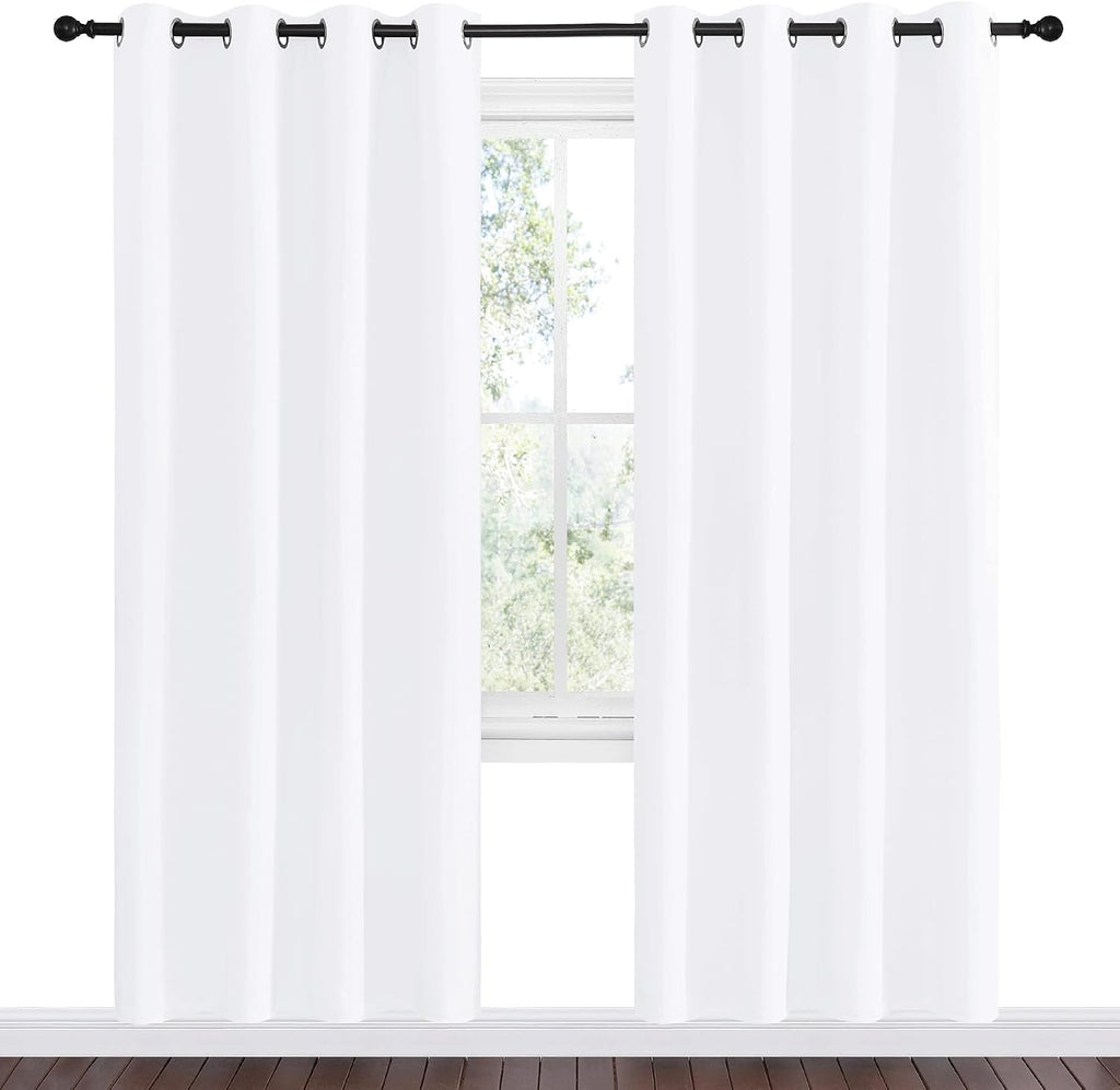 Nicetown White Room Darkening Draperies and Curtains - Home Fashion Energy Saving Grommet Top Room Darkening Drape Panels for Bedroom (Set…