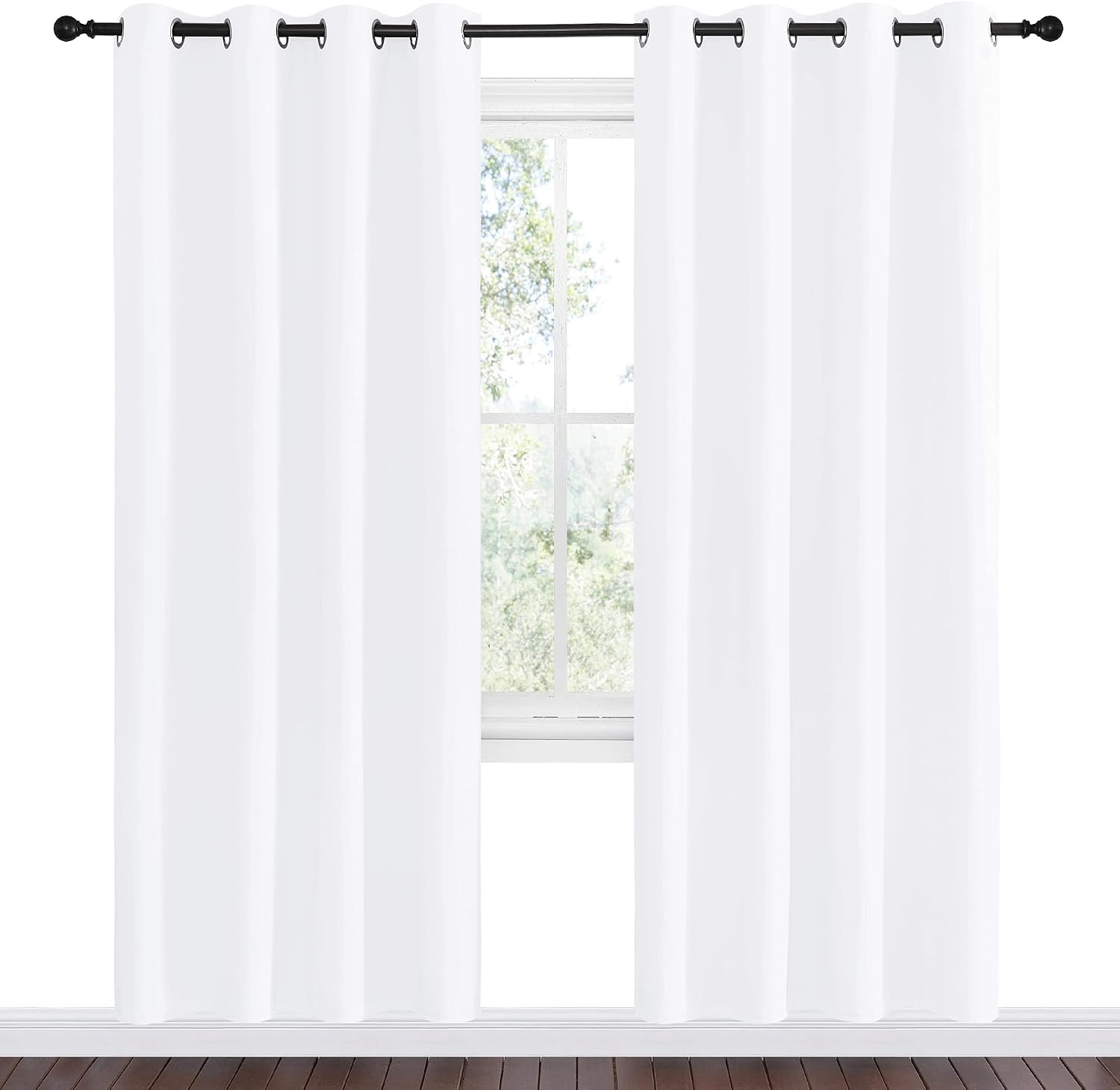 Nicetown White Room Darkening Draperies and Curtains - Home Fashion Energy Saving Grommet Top Room Darkening Drape Panels for Bedroom (Set…