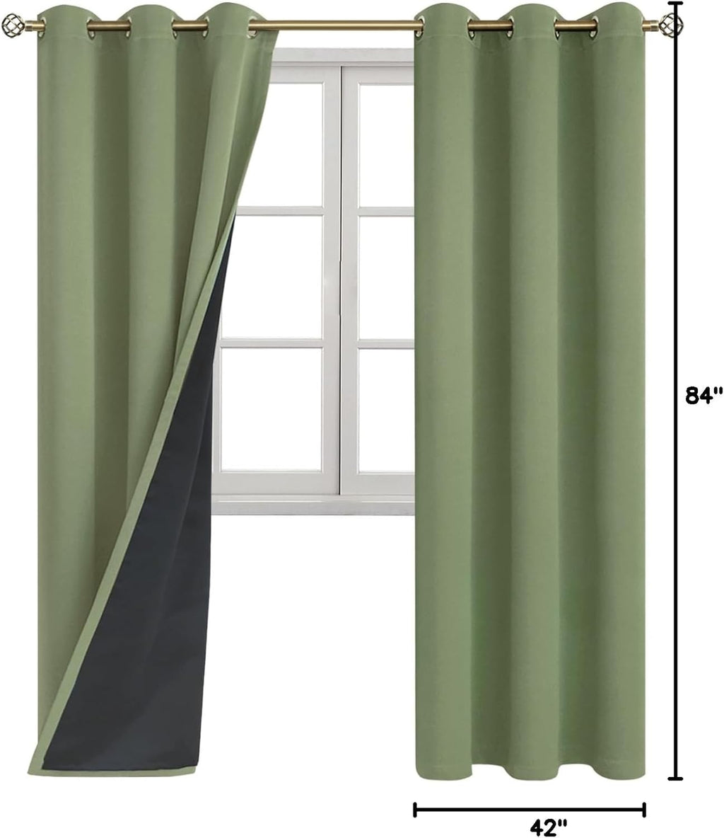 BGment Thermal Insulated 100% Blackout Curtains for Bedroom with Black Liner, Double Layer Full Room Darkening Noise Reducing Grommet Curta…