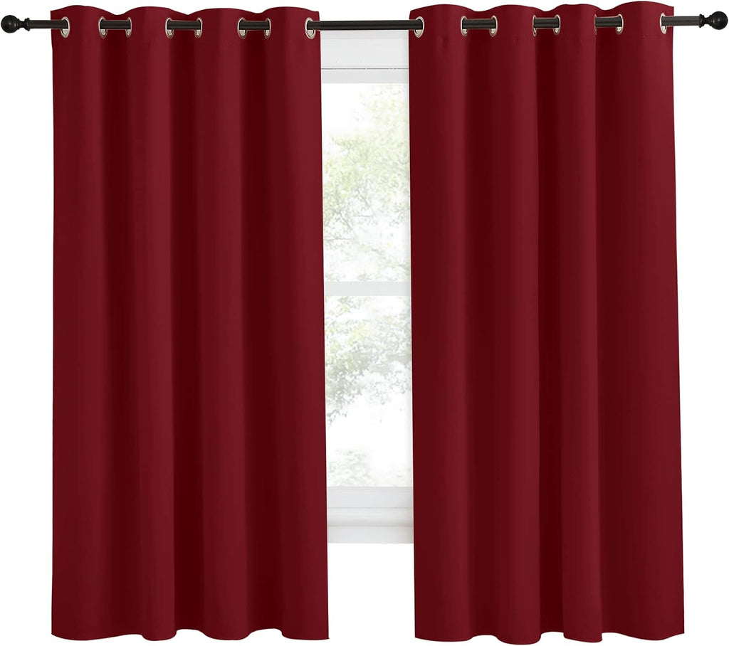 NICETOWN Christmas Burgundy Curtains for Living Room, 55x68 Inch,1 Piece, Burgundy Red, Home Decor Energy Smart Thermal Insulated Window…