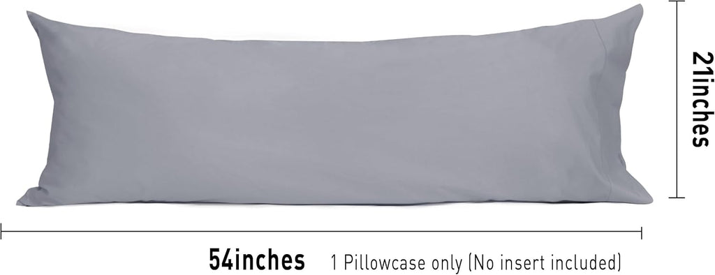 Sunflower Body Pillowcase 100% Cotton Long Pillow Cover/Case Envelope Closure 1 Pack, 20×54 inches Frost Gray, Soft and Breathable