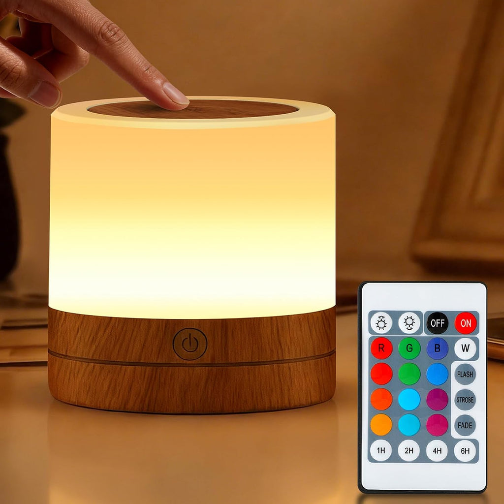 Portable Night Light for Kids, USB Rechargeable Small Desk Lamp,13 RGB Colors & 4 Brightness & 1 Remote, Touch Bedside Table Lamp for…