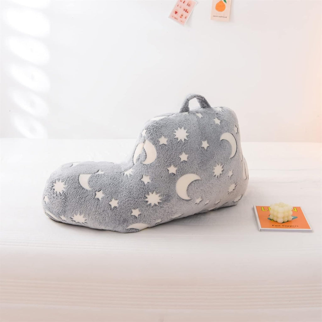 Anicenight A Nice Night Star Moon Plush Reading Pillow Glow in The Dark Bed Wedge Children Backrest with Arms Back Support for Sitting Up i…